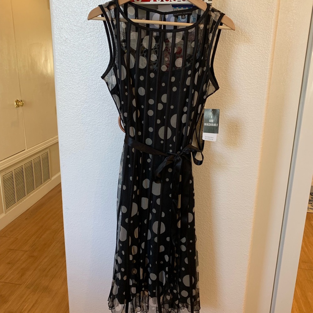 Polka dot mesh fabric dress